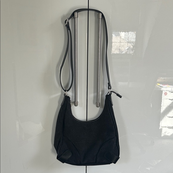 Brandy Melville Handbags - Brandy Melville Casual Grey and Black Canvas and Vegan Leather Shoulder Bag